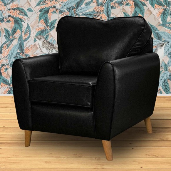 Minimalist Chair in Denver Grained Black Contract Vinyl  | Beaumont