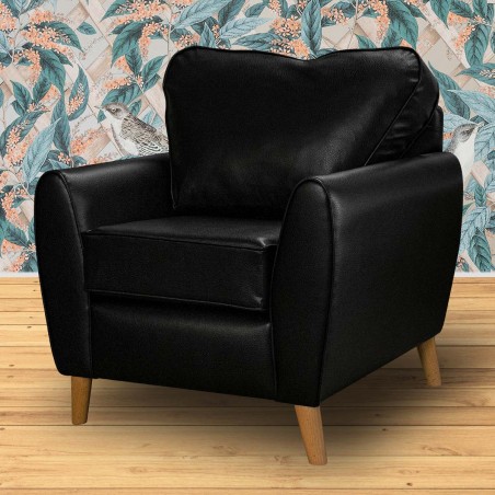 Minimalist Chair in Denver Grained Black Contract Vinyl  | Beaumont