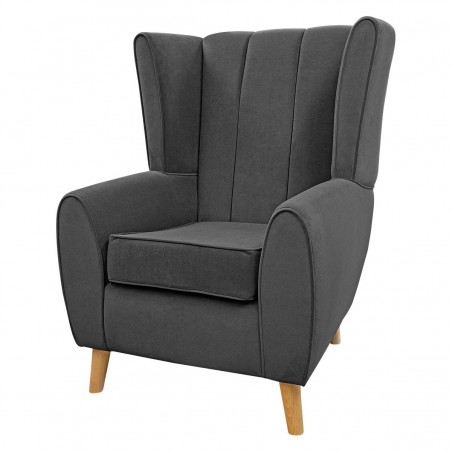 dark grey velvet armchair