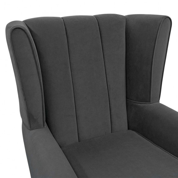 Fluted Wingback Chair in Notting Hill Dark Grey Velvet Fabric