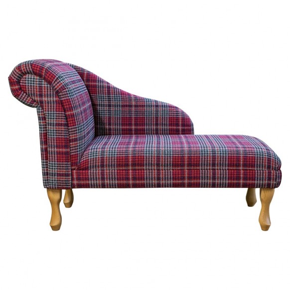 LUXE 45" Medium Chaise Longue in a Bologna Port Houndstooth Tartan Fabric