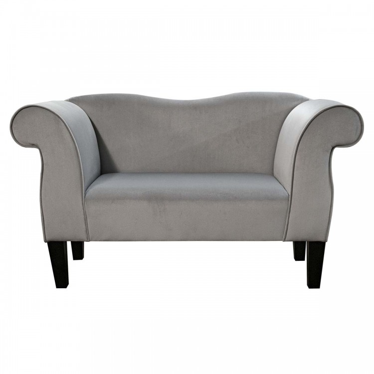 Small Chaise Sofa in Malta Silver Deluxe Velvet Fabric | Beaumont