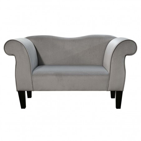 Small Chaise Sofa in Malta Silver Deluxe Velvet Fabric | Beaumont