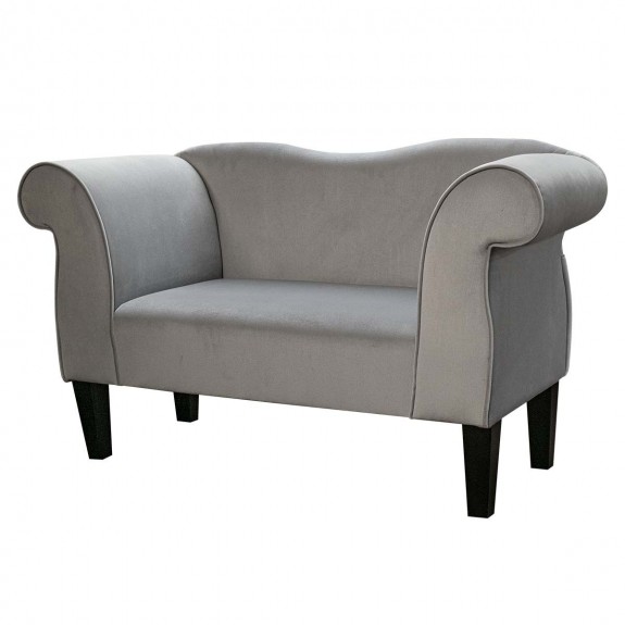 Small Chaise Sofa in Malta Silver Deluxe Velvet Fabric | Beaumont