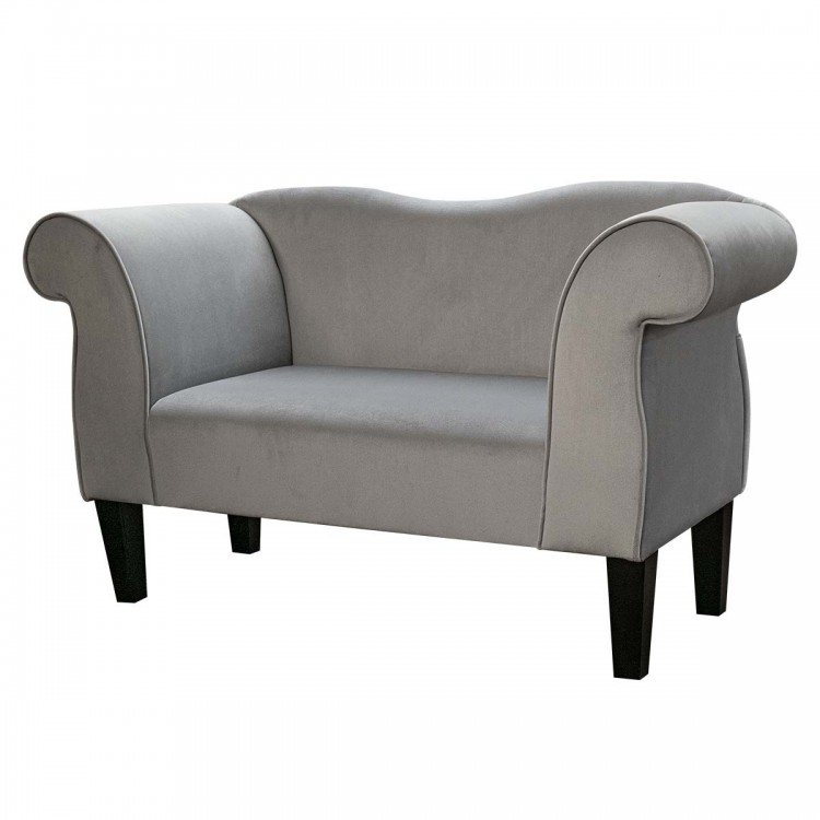 Small Chaise Sofa in Malta Silver Deluxe Velvet Fabric | Beaumont