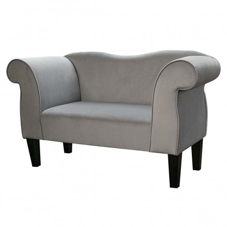 Small Chaise Sofa in Malta Silver Deluxe Velvet Fabric | Beaumont