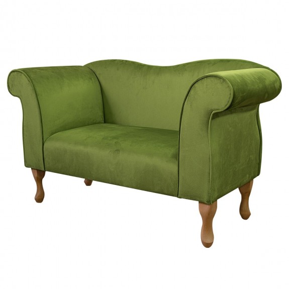 Small Chaise Sofa in Monaco Olive Supersoft Velvet Fabric | Beaumont