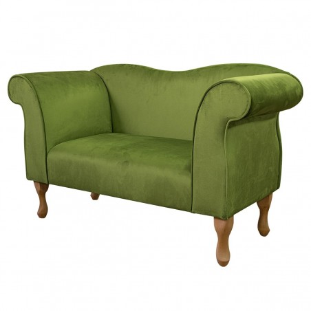 Small Chaise Sofa in Monaco Olive Supersoft Velvet Fabric | Beaumont