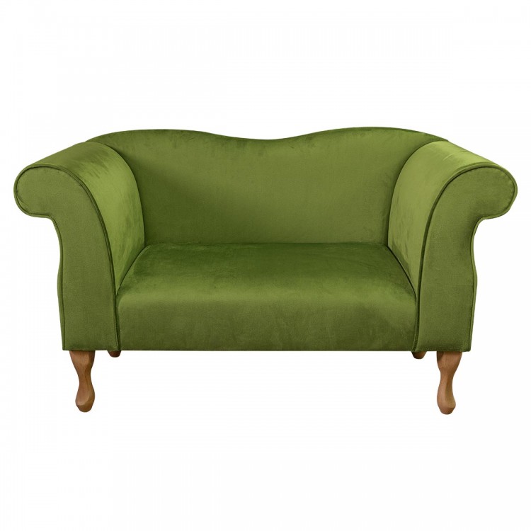 Small Chaise Sofa in Monaco Olive Supersoft Velvet Fabric | Beaumont