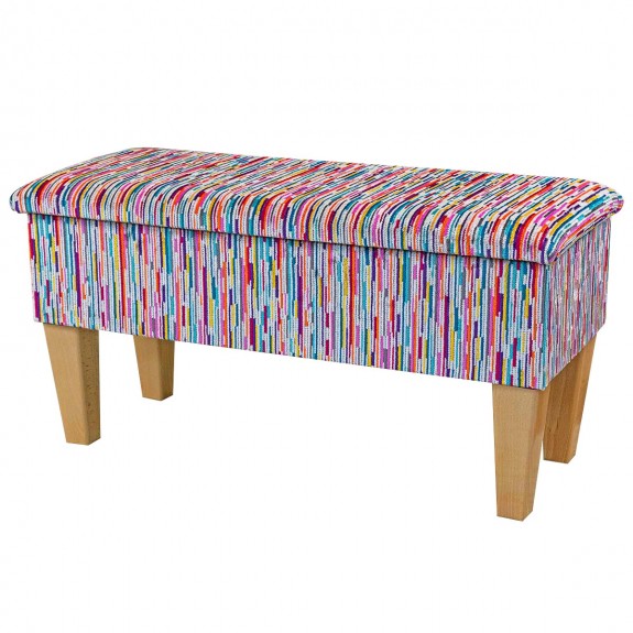 Dressing Table Stool in a Lana Latte Plaid Fabric LAN1601 | Beaumont