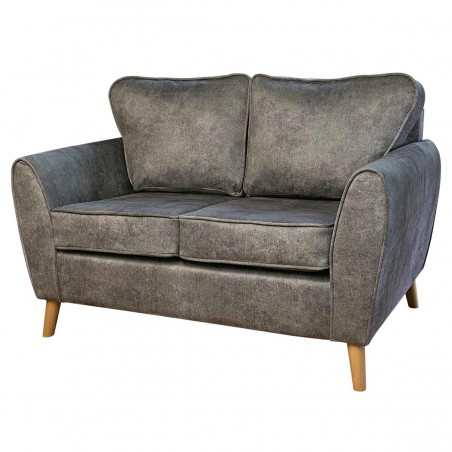 Minimalist Two Seater Sofa in Oakland Taupe Stone Fabric | Beaumont