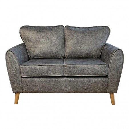 Minimalist Two Seater Sofa in Oakland Taupe Stone Fabric | Beaumont
