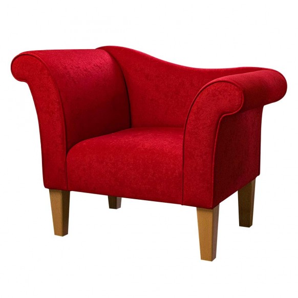 Chaise Chair in Plush Postbox Red Fabric | Beaumont