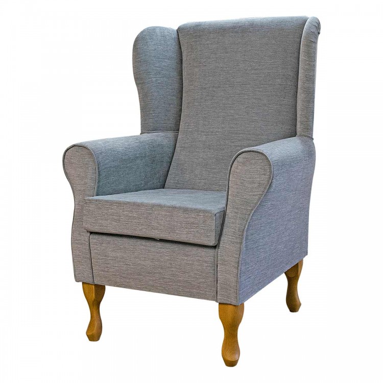grey high back accent fireside chair