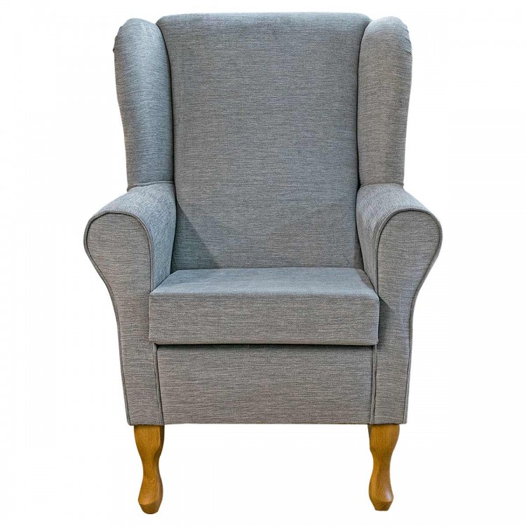 grey high back accent armchair