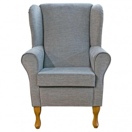 grey high back accent armchair