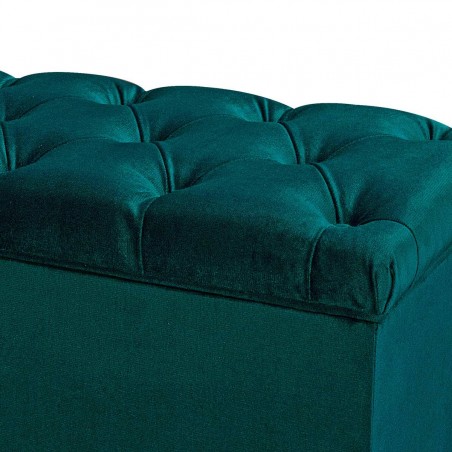 Buttoned Storage Bench Ottoman in Malta Emerald Velvet Fabric | Beaumont