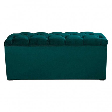 Buttoned Storage Bench Ottoman in Malta Emerald Velvet Fabric | Beaumont