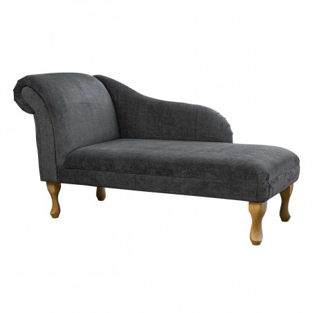 Medium Chaise Longue in Casper Grey Dimple Dot Velvet Fabric | Beaumont