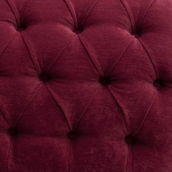 52" Medium Buttoned & Studded Chaise Longue in a Pimlico Crush Wine Red Fabric