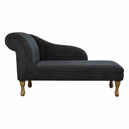 Medium Chaise Longue in Charcoal Jumbo Cord Fabric | Beaumont