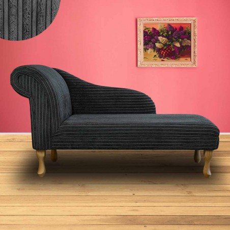 Medium Chaise Longue in Charcoal Jumbo Cord Fabric | Beaumont