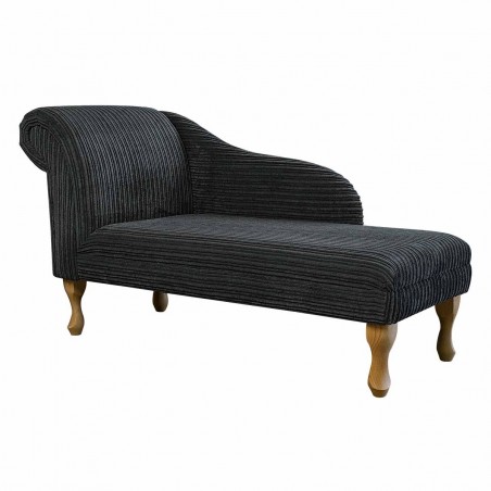 Medium Chaise Longue in Charcoal Jumbo Cord Fabric | Beaumont