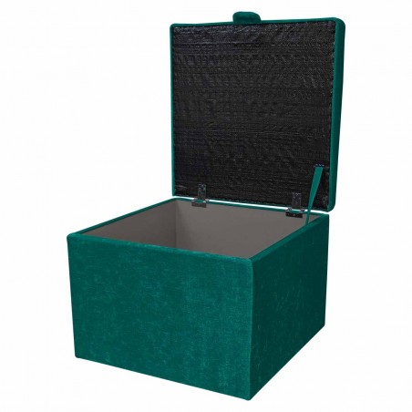 Jumbo Square Storage Pouffe in Pimlico Crush Teal Fabric | Beaumont