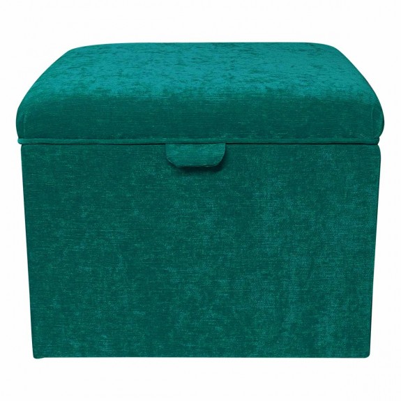 Jumbo Square Storage Pouffe in Pimlico Crush Teal Fabric