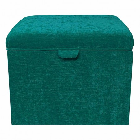 Jumbo Square Storage Pouffe in Pimlico Crush Teal Fabric | Beaumont