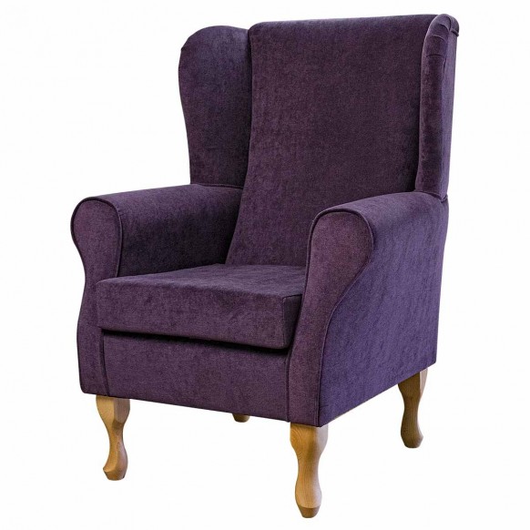 Standard Wingback Fireside Chair in an Orinoco Purple Fabric
