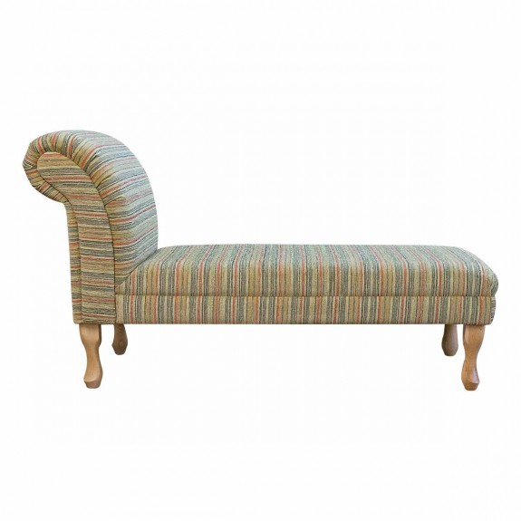 52" Classic Armless Chaise Longue in Maida Vale Gold Candy Stripe Fabric