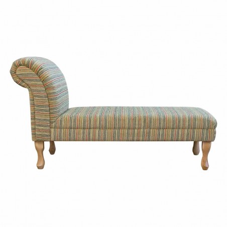 Armless Chaise Longue in Maida Vale Gold Candy Stripe Fabric | Beaumont