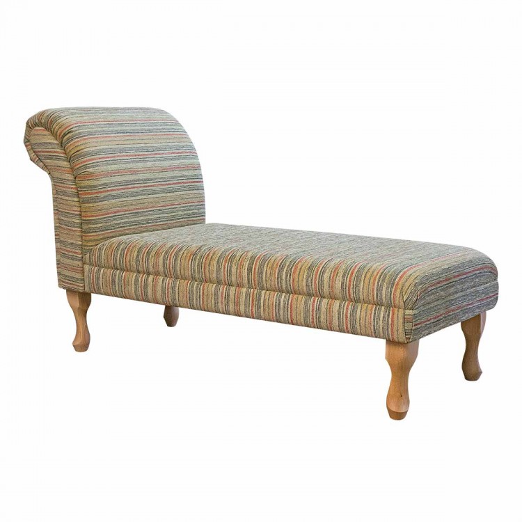 Armless Chaise Longue in Maida Vale Gold Candy Stripe Fabric | Beaumont