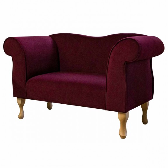 Small Chaise Sofa in Notting Hill Burgundy Velvet Fabric | Beaumont