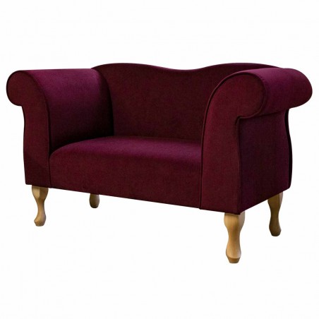 Small Chaise Sofa in Notting Hill Burgundy Velvet Fabric | Beaumont