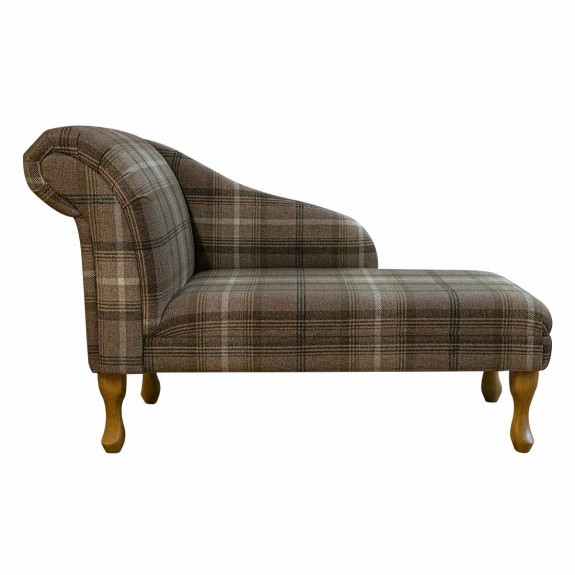 LUXE 45" Medium Chaise Longue in Sophie Check Chocolate Fabric