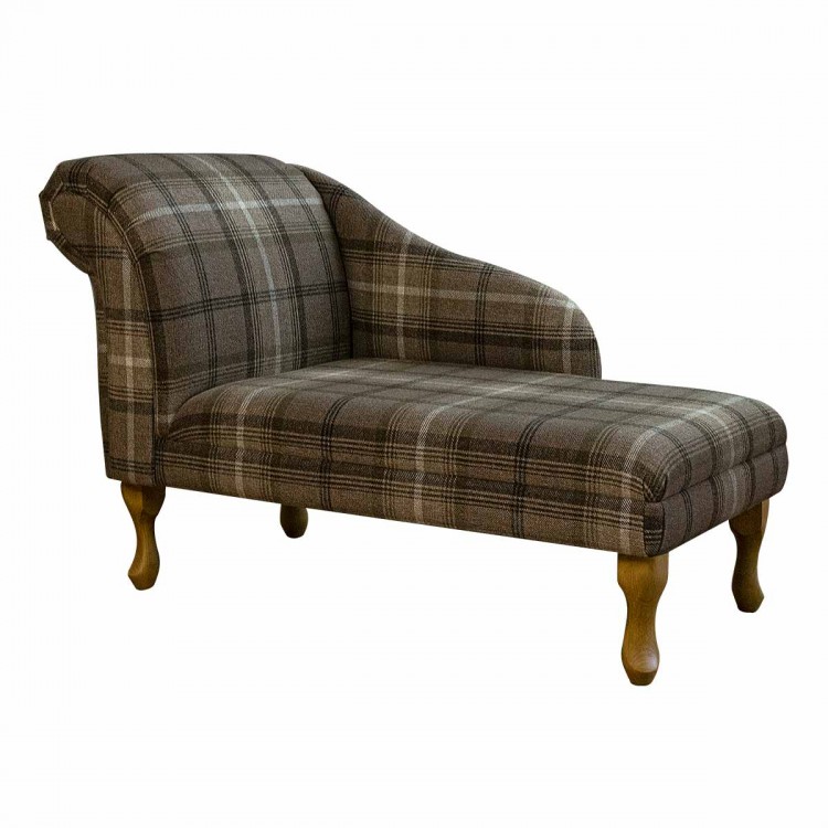 Medium Chaise Longue in Sophie Check Chocolate Fabric | Beaumont