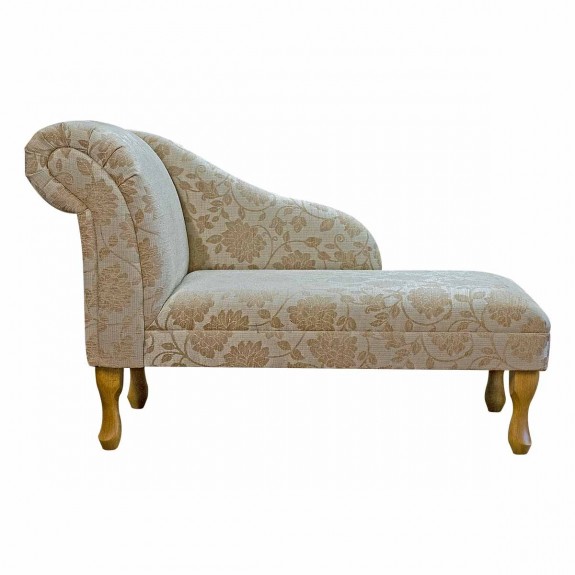 45" Medium Chaise Longue in a Woburn Floral Beige Chenille Fabric