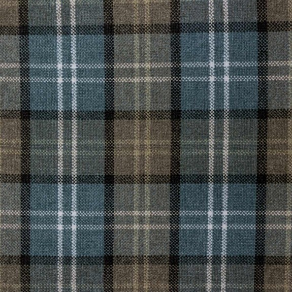 LUXE Storage Bench Stool in Lana Blue Tartan Fabric
