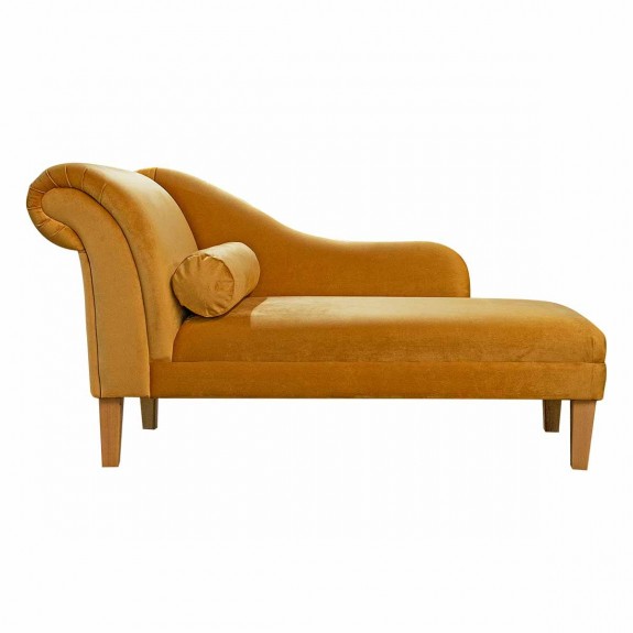 60" Large Chaise Longue in Monaco Saffron Supersoft Velvet Fabric