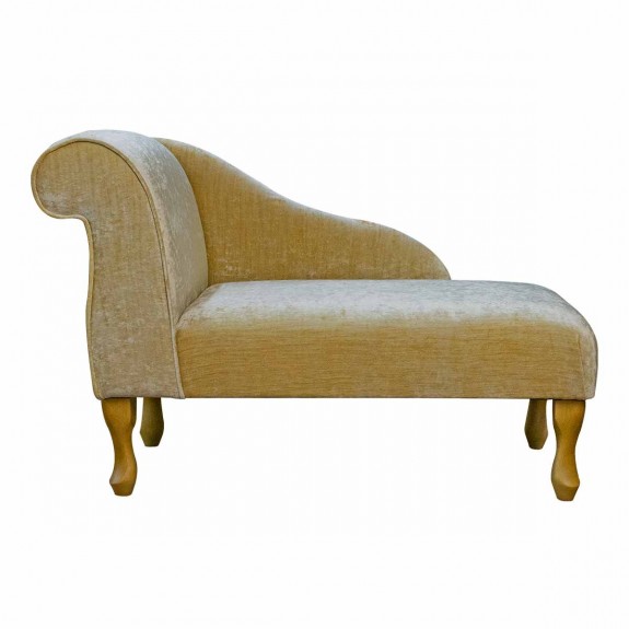 41" Mini Chaise Longue in Pastiche Slub Caramel Fabric