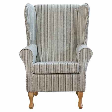 Large High Back Chair in Montana Stripe Natural Fabric SR12121 | Beaumont