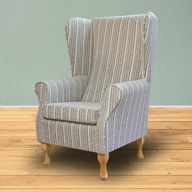 Large High Back Chair in Montana Stripe Natural Fabric SR12121 | Beaumont Large High Back Chair in Montana Stripe Natural Fabric SR12121 | Beaumont