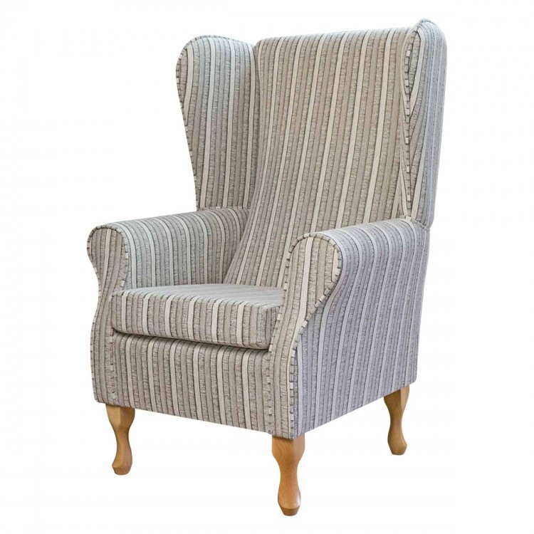 Large High Back Chair in Montana Stripe Natural Fabric SR12121 | Beaumont Large High Back Chair in Montana Stripe Natural Fabric SR12121 | Beaumont