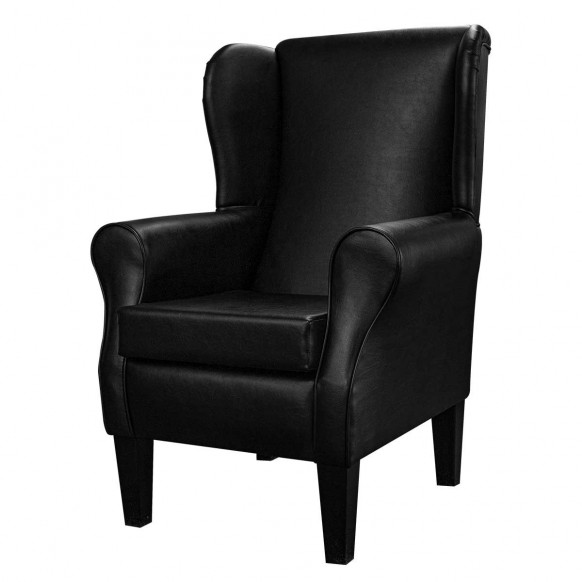 Standard Wingback Fireside Westoe Chair in Black Vinyl Fabric