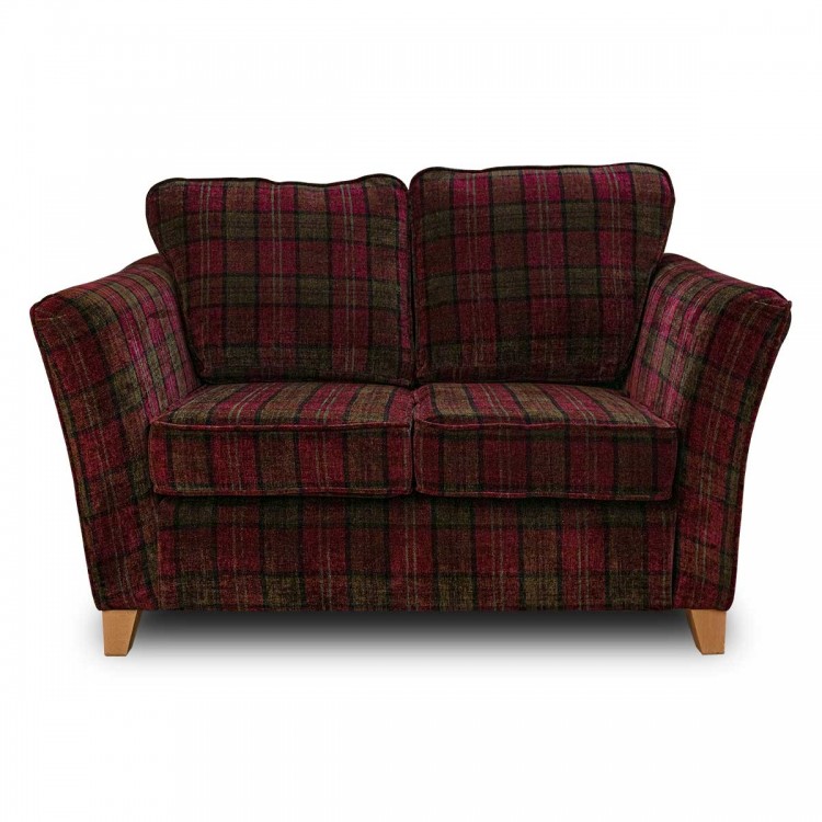 red two seater tartan sofa