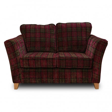 red two seater tartan sofa