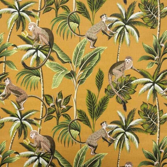 Standard Wingback Fireside Westoe Chair in Monkey Yellow 100% Cotton Print Fabric
