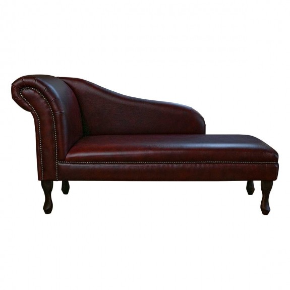 56" Medium Chaise Longue in an Oxblood Genuine Leather